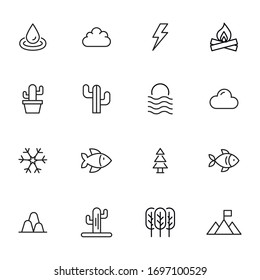 Set of ecology related vector line icons. Premium linear symbols pack. Vector illustration isolated on a white background. Web symbols for web sites and mobile app. Trendy design. 
