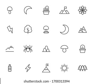 Conjunto de iconos de línea vectorial relacionados con la ecología. Paquete de símbolos lineales Premium. Ilustración vectorial aislada en un fondo blanco. Símbolos web para sitios web y aplicaciones móviles. Diseño moderno. 