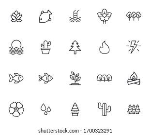 Set of ecology related vector line icons. Premium linear symbols pack. Vector illustration isolated on a white background. Web symbols for web sites and mobile app. Trendy design. 