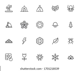 Set of ecology related vector line icons. Premium linear symbols pack. Vector illustration isolated on a white background. Web symbols for web sites and mobile app. Trendy design. 