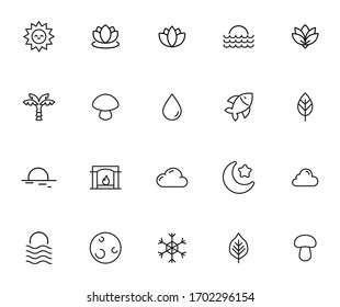 Set of ecology related vector line icons. Premium linear symbols pack. Vector illustration isolated on a white background. Web symbols for web sites and mobile app. Trendy design. 