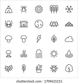 Set of ecology related vector line icons. Premium linear symbols pack. Vector illustration isolated on a white background. Web symbols for web sites and mobile app. Trendy design. 