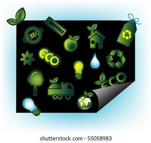 Set of ecology signs, vector