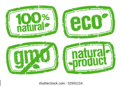 set of ecology stamps, GMO free.