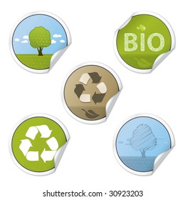 Set Of Ecology Style Vector Stickers