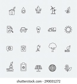 Set of Ecology thin line icons