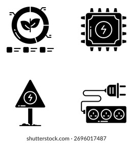 Conjunto de ícones de ecologia e tempo sólido