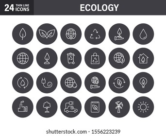 Set of Ecology web icons in line style. Electric Car, Organic, environmental energy. Vector illustration.