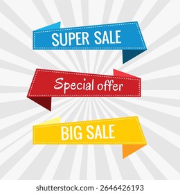 Conjunto de diseño de Anuncio de comercio electrónico. Super venta, oferta especial, diseño de Anuncio de venta grande.