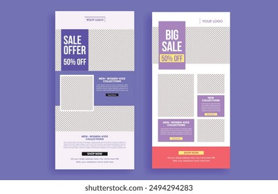 set of ecommerce email newsletter template for retail sale web page ui interface layout design suitable for fashion sale landing page or website ui header design , newspaper layout design
