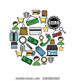 Set of E-Commerce Icon with Color