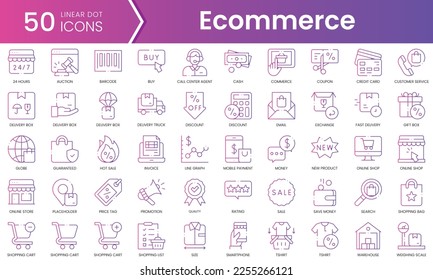 Conjunto de iconos de ecommerce. Conjunto de iconos de estilo de degradado. Ilustración vectorial