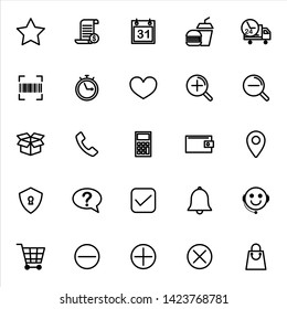 Set of ecommerce Icons with outline style icon for web site design, logo, app, UI. Collection of online shopping icon. Vector illustration