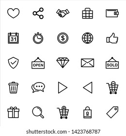 Set of ecommerce Icons with outline style icon for web site design, logo, app, UI. Collection of online shopping icon. Vector illustration
