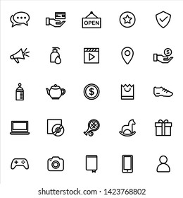 Set of ecommerce Icons with outline style icon for web site design, logo, app, UI. Collection of online shopping icon. Vector illustration