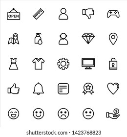 Set of ecommerce Icons with outline style icon for web site design, logo, app, UI. Collection of online shopping icon. Vector illustration