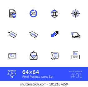 Set of e-commerce icons. Pixel Perfect icons 64x64. 