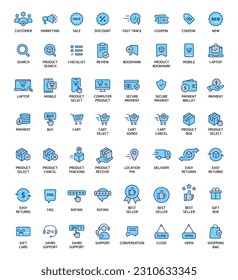 Set of E-commerce icons, ?collection of shopping icons for E-commerce, Shopping line icons set. Modern graphic design concepts, simple line elements collection. Vector line icons for e-commerce.