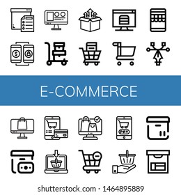 Set of e-commerce icons such as Box, Online shopping, Web design, Trolley, Shopping cart, Online order, Vectors, Ecommerce, Cash on delivery, Shopping basket , e-commerce