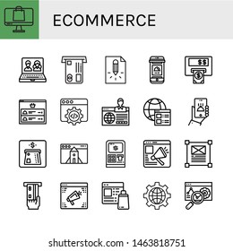 Set of ecommerce icons such as Ecommerce, Online, Atm, Page, Online order, Website, Web development, Internet, Web , ecommerce