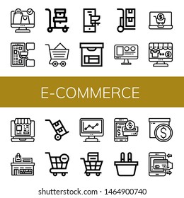 Set of e-commerce icons such as Online shopping, Shopping, Trolley, Ecommerce, Shopping cart, Box, Web design, Online shop, Store, Marketing, Smartphone payment, basket , e-commerce
