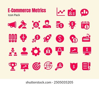 Conjunto de iconos de comercio electrónico, como búsqueda, búsqueda, SEO, más, Vector