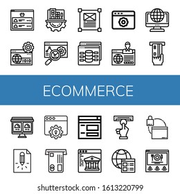 Conjunto de iconos de comercio electrónico. Sitios web, negocios digitales, web, en línea, atm, pedido en línea, página , iconos de comercio electrónico