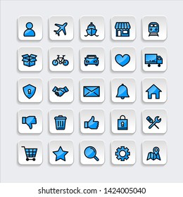 Set of ecommerce Icons in trendy flat outline style icon for web site design, logo, app, UI. Collection of online shopping icon. Vector illustration