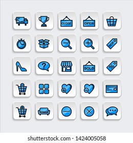 Set of ecommerce Icons in trendy flat outline style icon for web site design, logo, app, UI. Collection of online shopping icon. Vector illustration