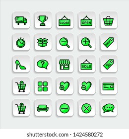 Set of ecommerce Icons in trendy flat outline style icon for web site design, logo, app, UI. Collection of online shopping icon. Vector illustration