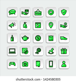 Set of ecommerce Icons in trendy flat outline style icon for web site design, logo, app, UI. Collection of online shopping icon. Vector illustration