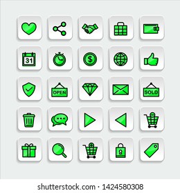 Set of ecommerce Icons in trendy flat outline style icon for web site design, logo, app, UI. Collection of online shopping icon. Vector illustration
