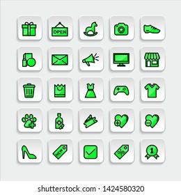 Set of ecommerce Icons in trendy flat outline style icon for web site design, logo, app, UI. Collection of online shopping icon. Vector illustration