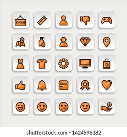 Set of ecommerce Icons in trendy flat outline style icon for web site design, logo, app, UI. Collection of online shopping icon. Vector illustration
