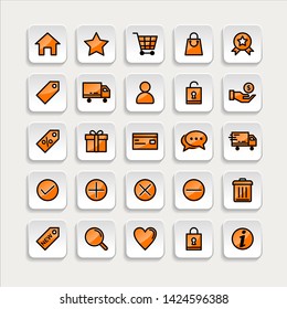 Set of ecommerce Icons in trendy flat outline style icon for web site design, logo, app, UI. Collection of online shopping icon. Vector illustration
