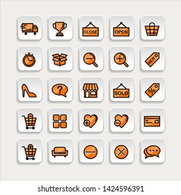 Set of ecommerce Icons in trendy flat outline style icon for web site design, logo, app, UI. Collection of online shopping icon. Vector illustration