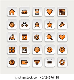 Set of ecommerce Icons in trendy flat outline style icon for web site design, logo, app, UI. Collection of online shopping icon. Vector illustration