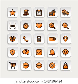 Set of ecommerce Icons in trendy flat outline style icon for web site design, logo, app, UI. Collection of online shopping icon. Vector illustration