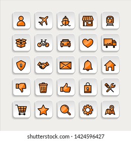 Set of ecommerce Icons in trendy flat outline style icon for web site design, logo, app, UI. Collection of online shopping icon. Vector illustration