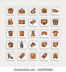 Set of ecommerce Icons in trendy flat outline style icon for web site design, logo, app, UI. Collection of online shopping icon. Vector illustration