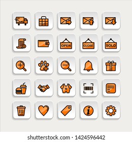 Set of ecommerce Icons in trendy flat outline style icon for web site design, logo, app, UI. Collection of online shopping icon. Vector illustration
