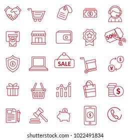 set of ecommerce icons use for web and print, with thin line concept 