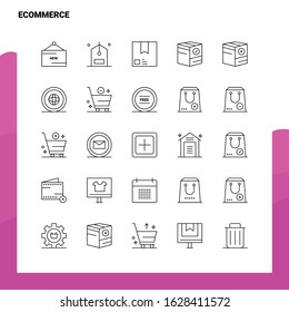 Set of ECommerce Line Icon set 25 Icons. Vector Minimalism Style Design Black Icons Set. Linear pictogram pack.