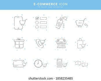 Set of E-Commerce Line Icons decoration. vector illustration