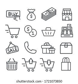 Set of ecommerce or online shopping icon isolated. Modern outline on white background