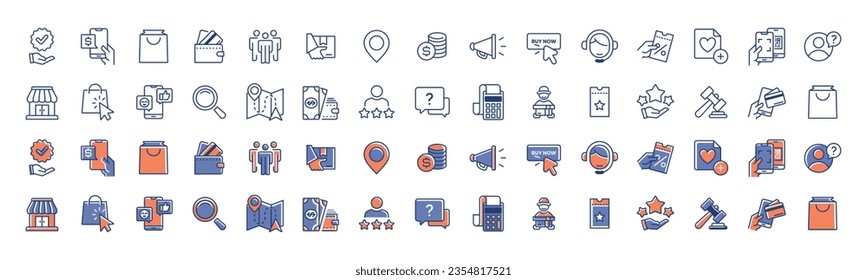 Set of e-commerce online shopping icons collection vector for marketplace business web and app template design