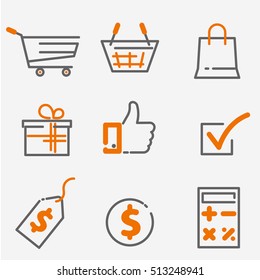 Set of e-commerce. Outline web icons - Vector