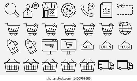 Set of E-Commerce and Shopping vector line icons. EPS 10