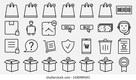 Set of E-Commerce and Shopping vector line icons. EPS 10