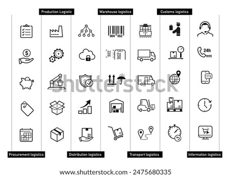 Set of e-commers, logistic, express delivery icons. Vector elements. Can use for your design, interface, mobile, website, infographic and etc.  EPS10.